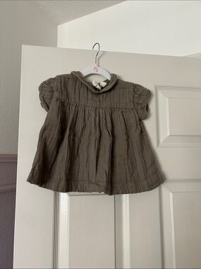 Little Cotton Clothes Baby/Toddler Gauze Peasant Top in Olive Brown